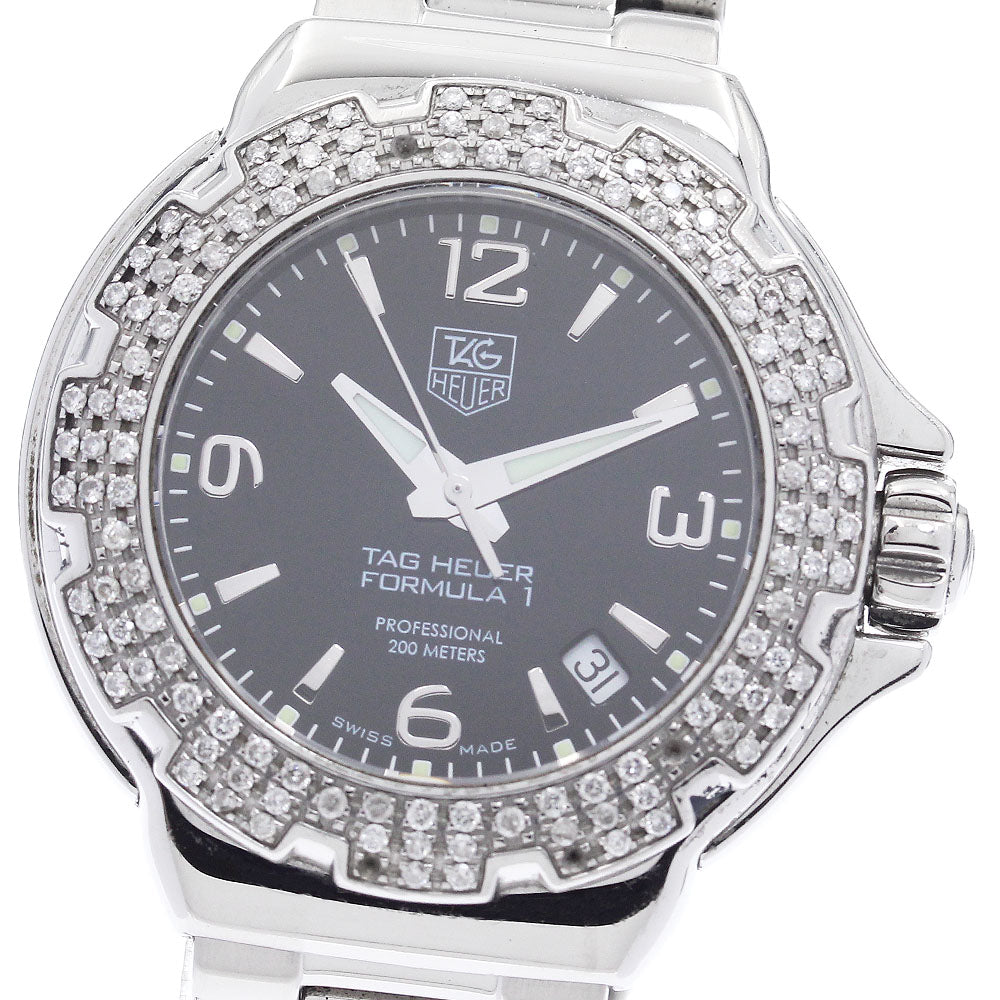 TAG HEUER Formula 1 WAC1214 diamond bezel date black Dial Quartz Ladies_877306