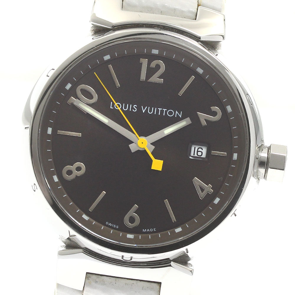 LOUIS VUITTON Tambour Q1111 Date Brown Dial Quartz Men's Watch_877324