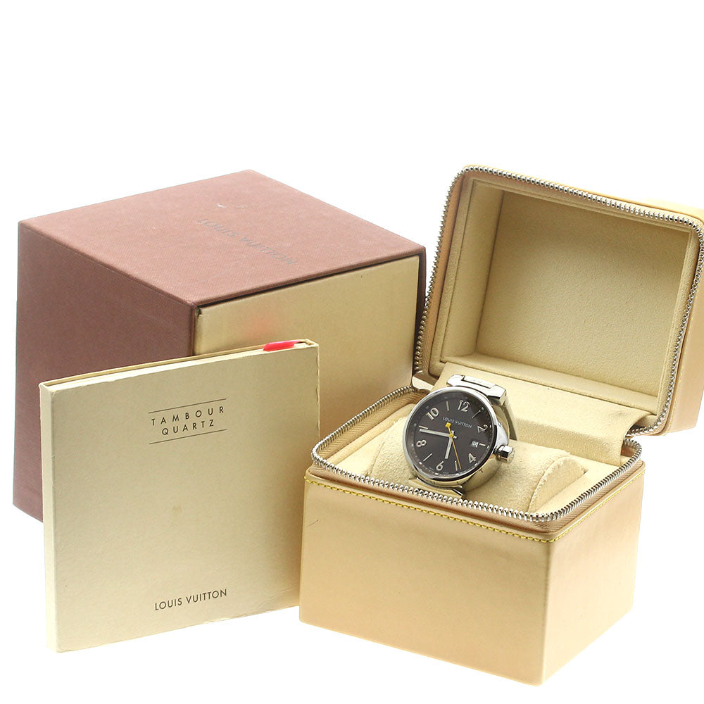 LOUIS VUITTON Tambour Q1111 Date Brown Dial Quartz Men's Watch_877324