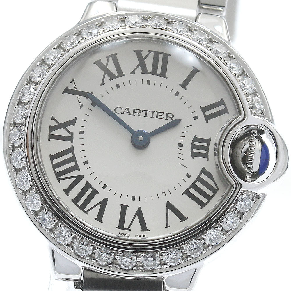 CARTIER Baron blue SM W69010Z4 After diamond Silver Dial Quartz Ladies Watch_877342