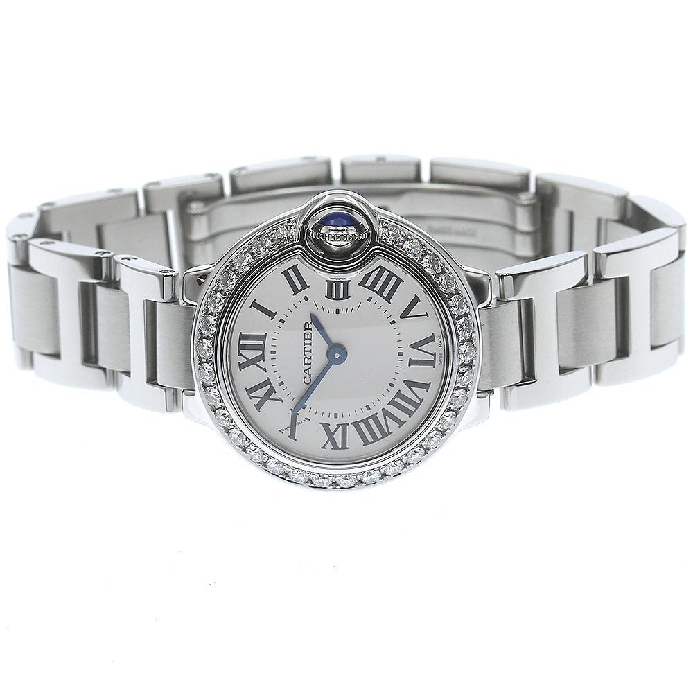 CARTIER Baron blue SM W69010Z4 After diamond Silver Dial Quartz Ladies Watch_877342