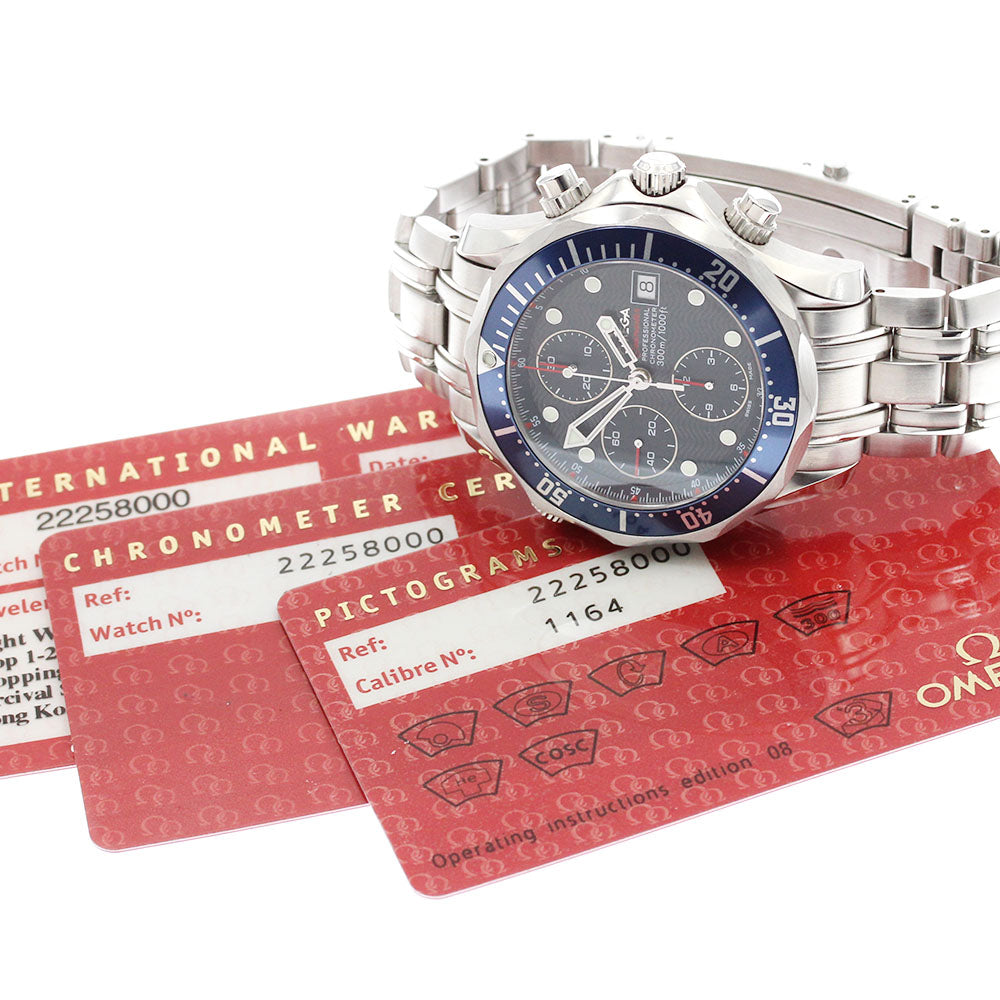 OMEGA Seamaster300 2225.80 Chronograph Date Navy Dial Automatic Men's_877442