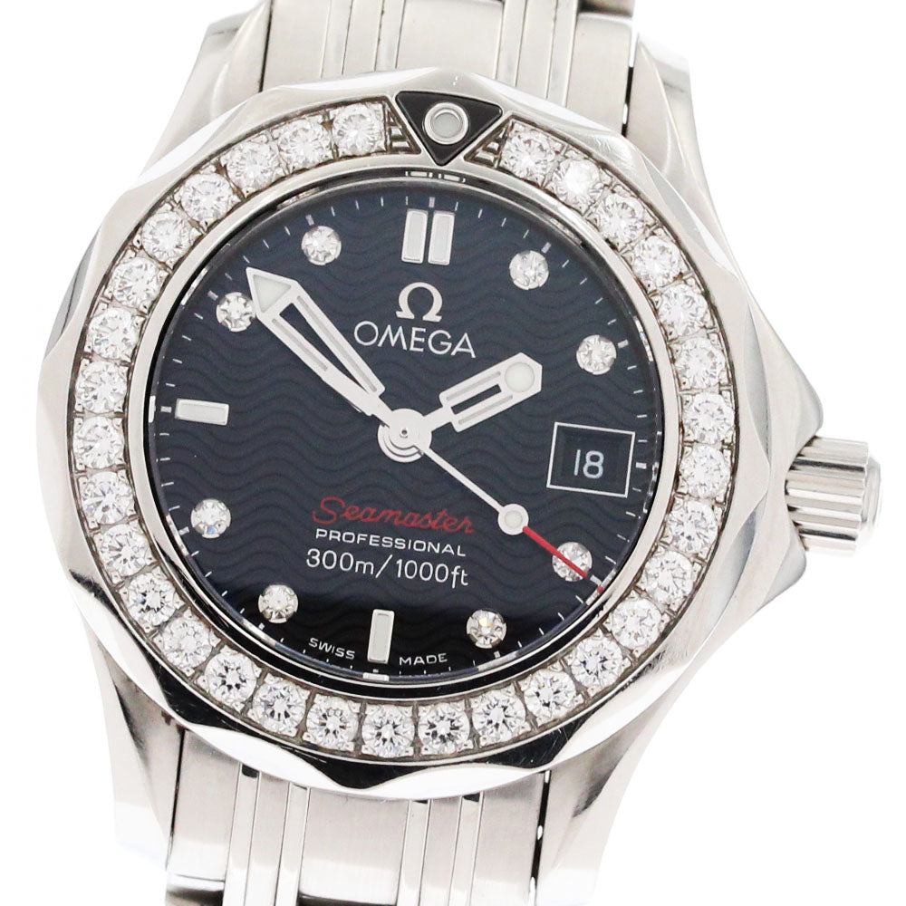 OMEGA Seamaster300 212.15.28.61.51.001 Diamond bezel 8P QZ Ladies Watch_877549