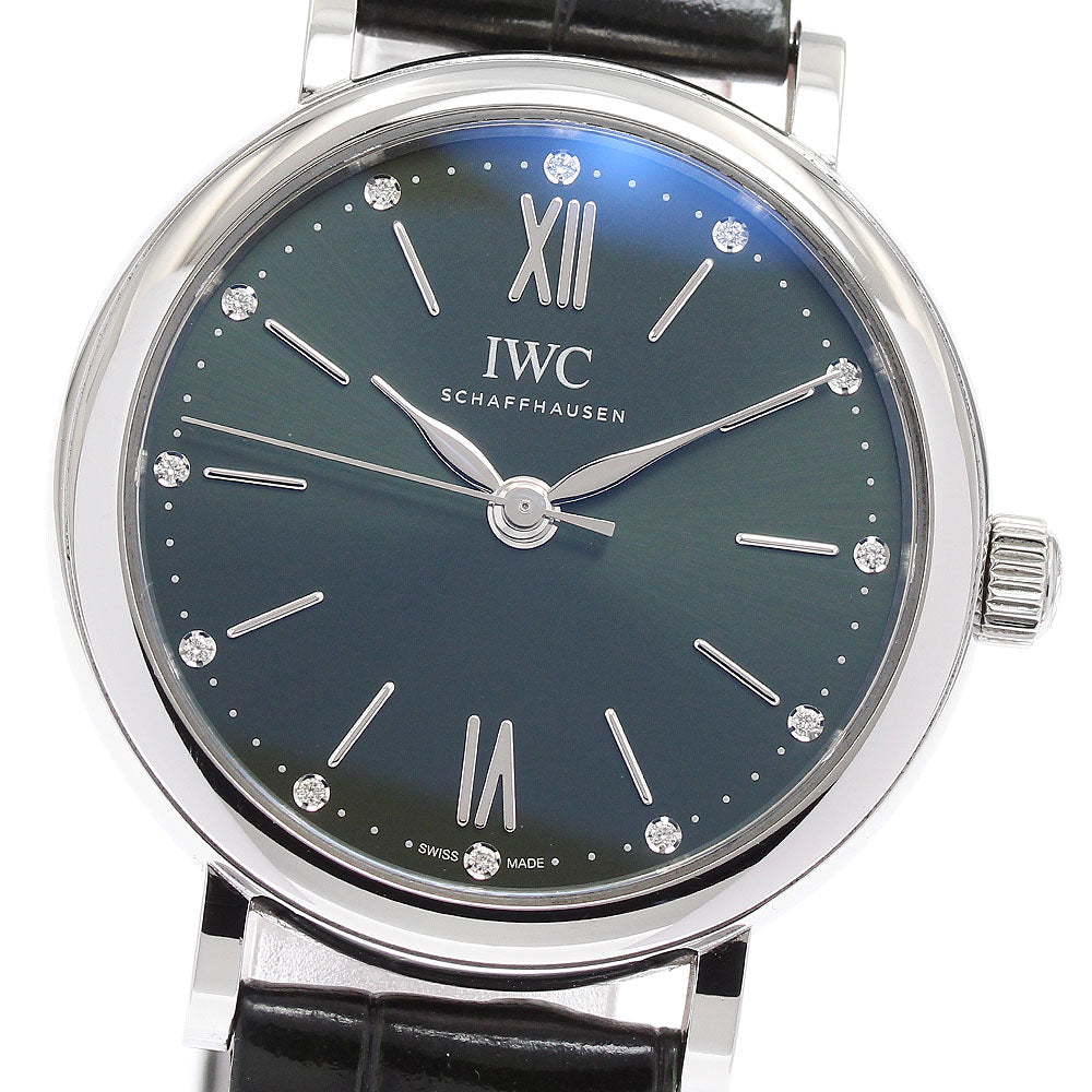 IWC SCHAFFHAUSEN Portofino Automatic 34 IW357405 12P diamond Moss green Dial Automatic Ladies Watch_877657