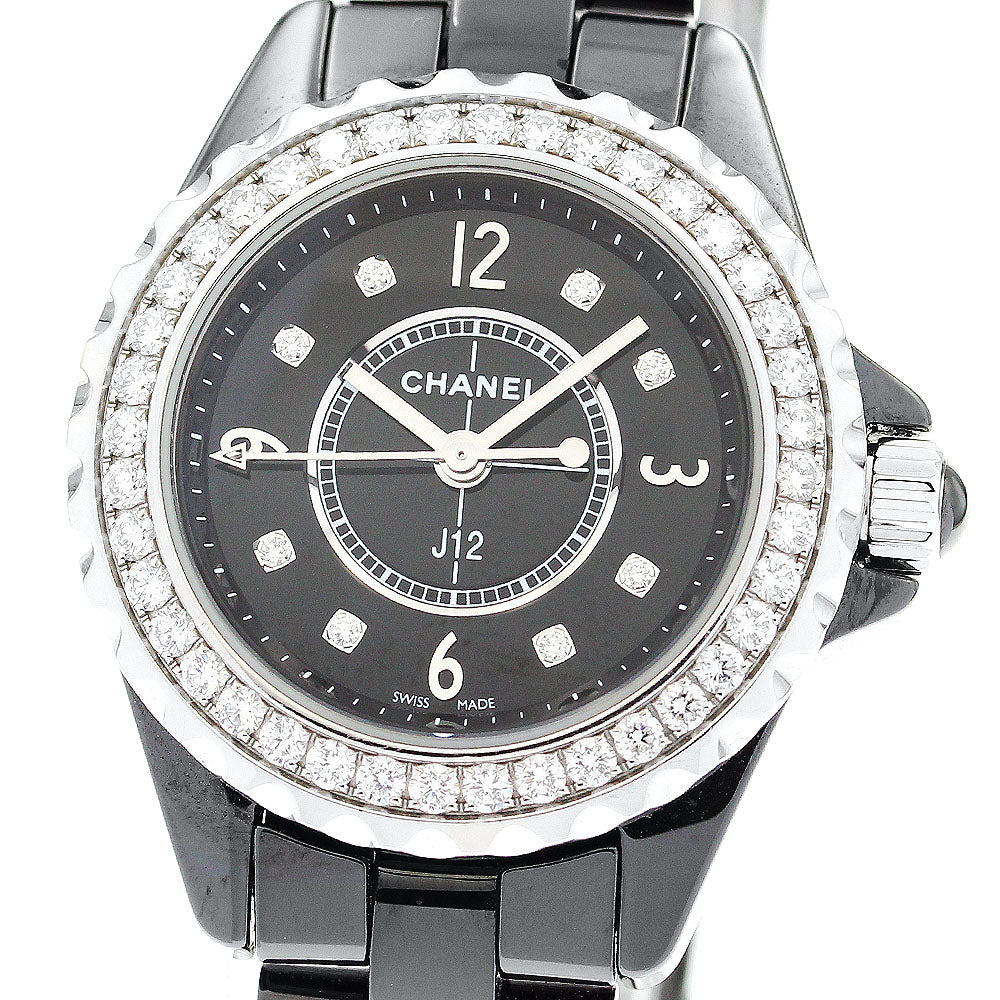 CHANEL J12 H2571 Diamond bezel 8P black Dial Quartz Ladies Watch_877691