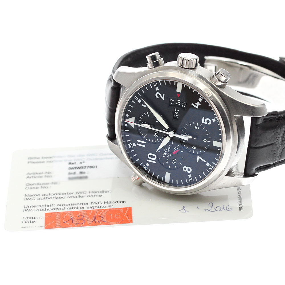 IWC SCHAFFHAUSEN Pilot watch IW377801 Double chronograph day-date black Dial Automatic Men's Watch_877700