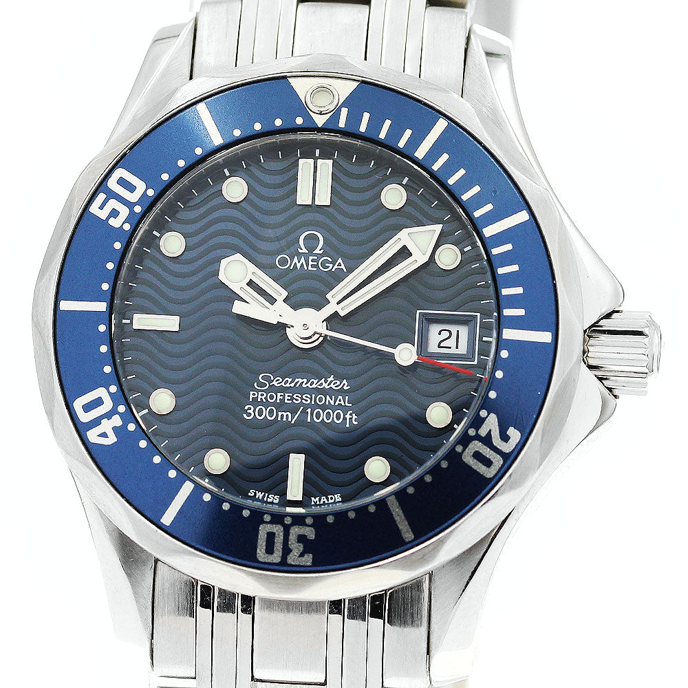 OMEGA Seamaster300 2583.80 Date Navy Dial Quartz Ladies Watch_877715