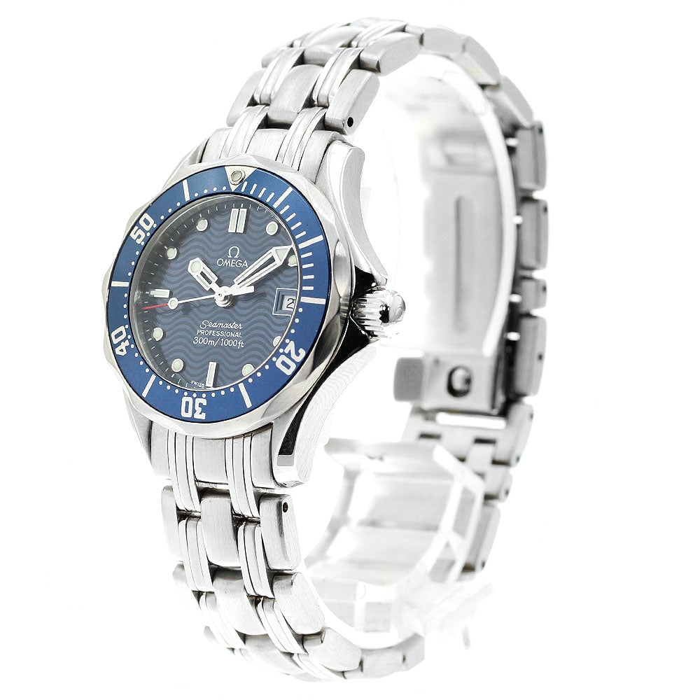 OMEGA Seamaster300 2583.80 Date Navy Dial Quartz Ladies Watch_877715