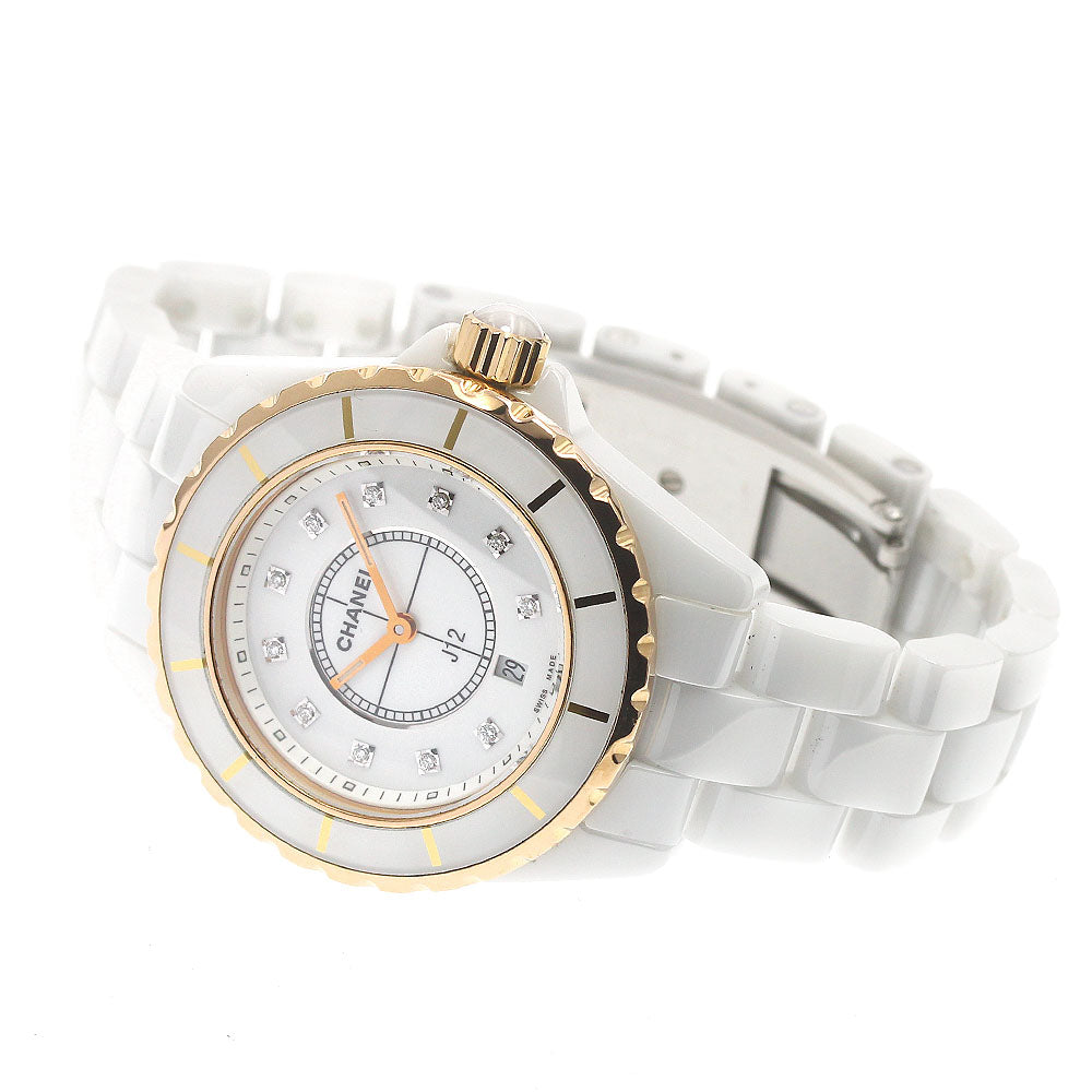CHANEL J12 H2181 White ceramic 11P diamond PG bezel Quartz Ladies Watch_877794