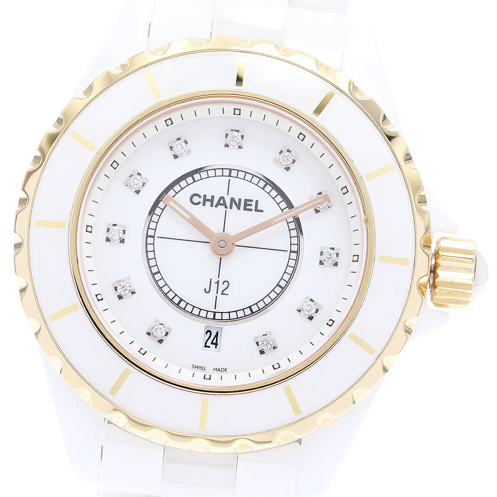 CHANEL J12 H2181 White ceramic 11P diamond PG bezel Quartz Ladies Watch_877807