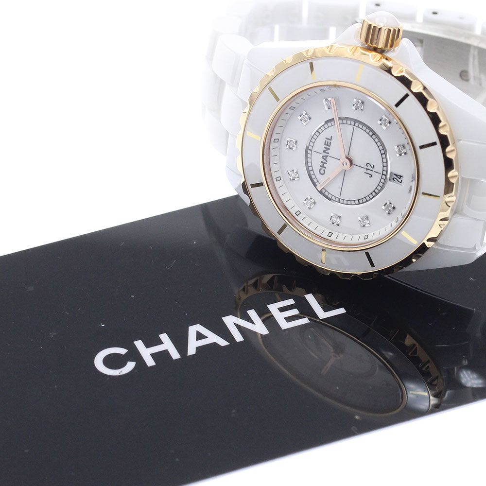 CHANEL J12 H2181 White ceramic 11P diamond PG bezel Quartz Ladies Watch_877807