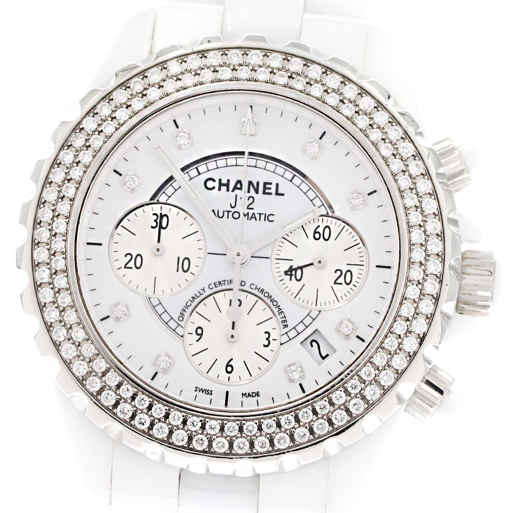 CHANEL J12 white ceramic H2009 9P Diamond Chronograph After Diamond Bezel white Dial Automatic Men's Watch_877823