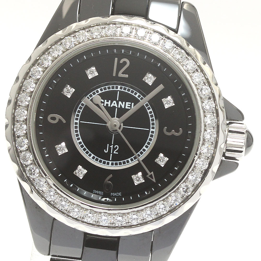 CHANEL J12 H2571 Diamond bezel 8P black Dial Quartz Ladies Watch_877989