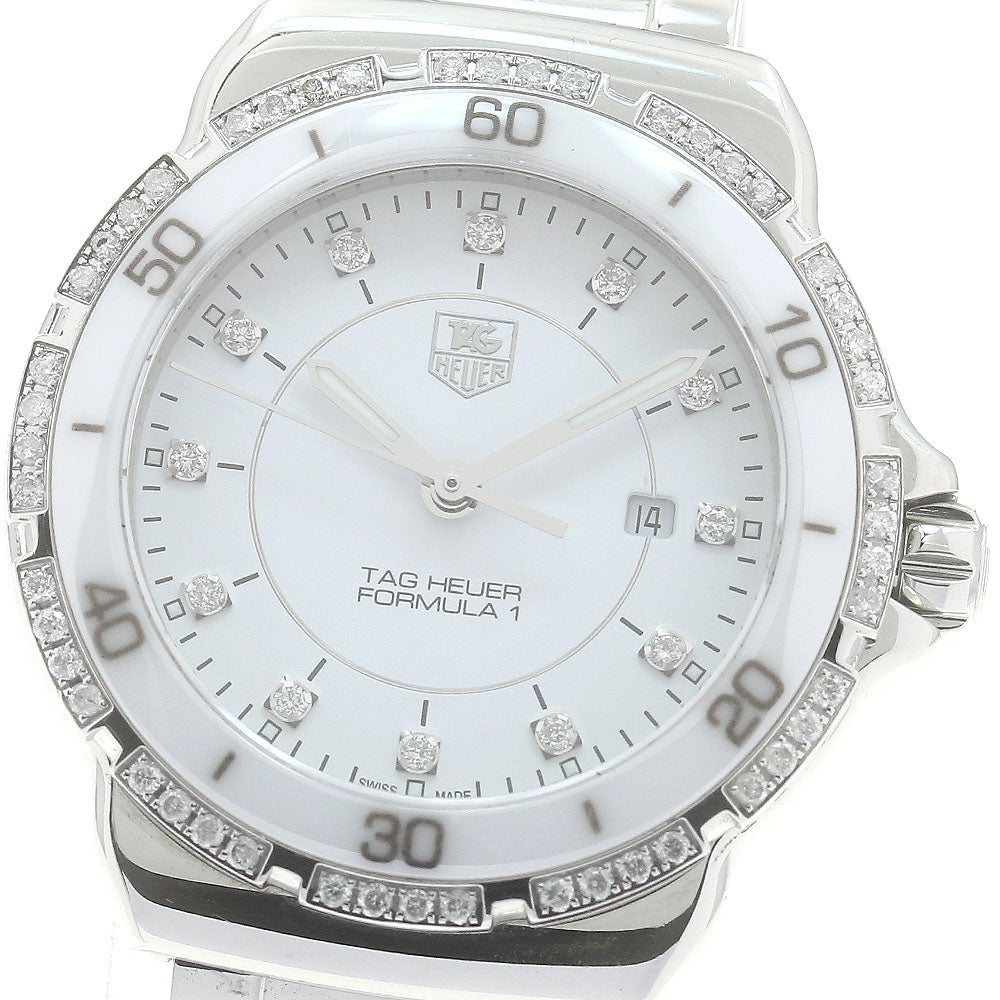 TAG HEUER Formula 1 WAH1313 12P diamond bezel white Dial Quartz Ladies _878134