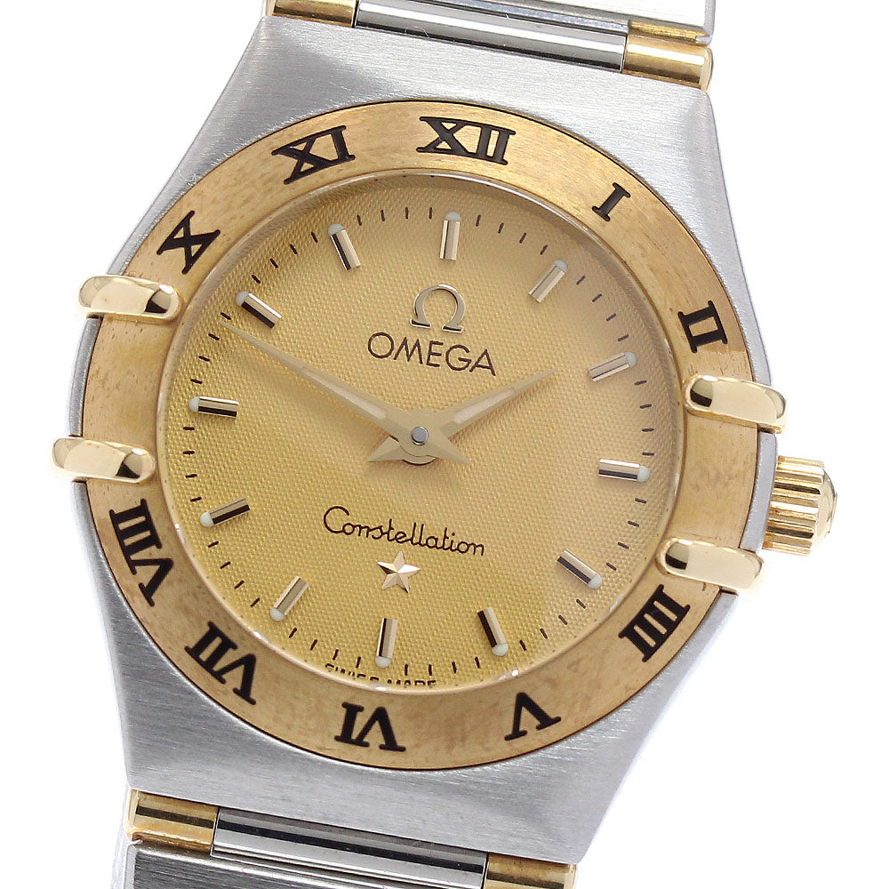 OMEGA Constellation Mini 1362.10 YG bezel Gold Dial Quartz Ladies Watch_878139