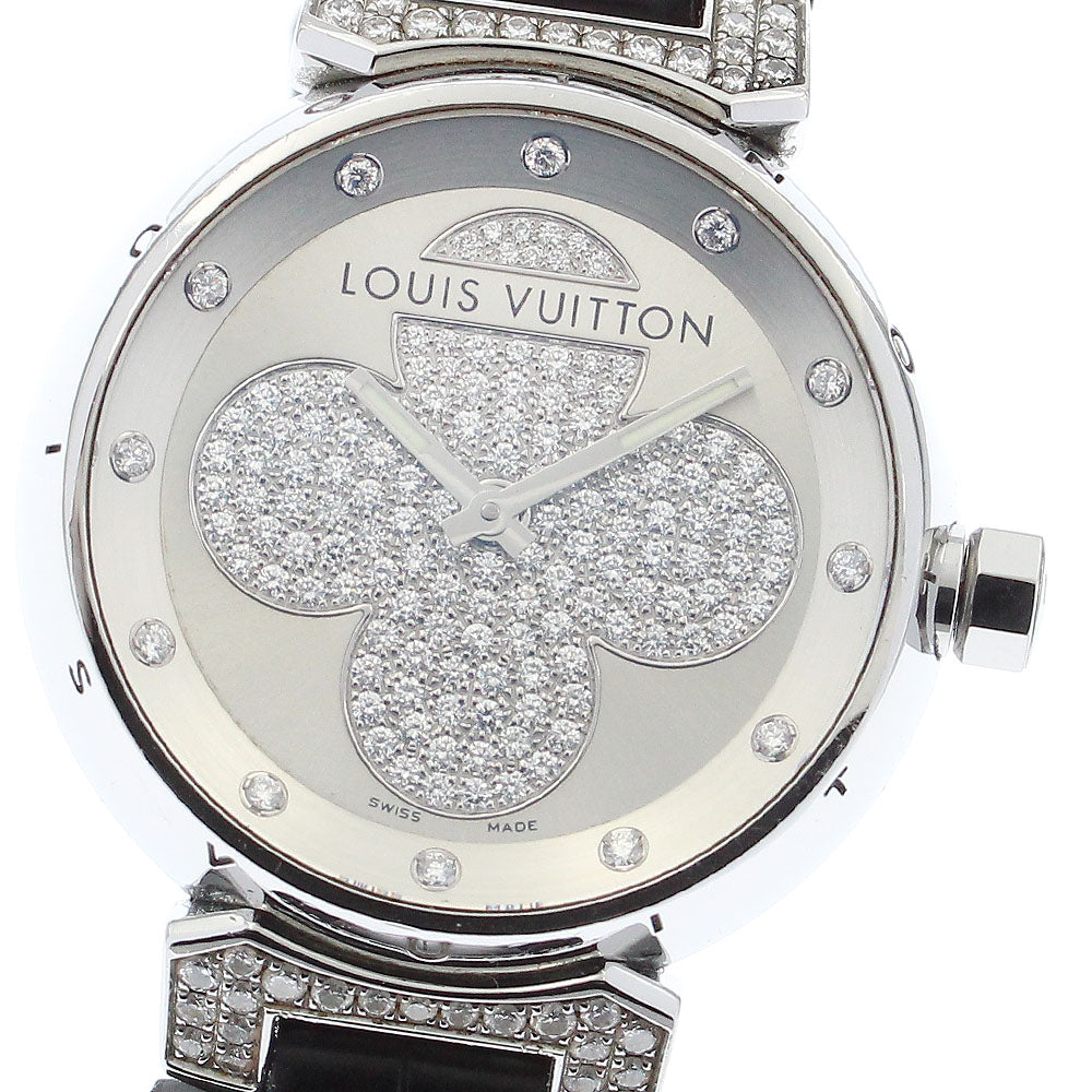 LOUIS VUITTON Tambour Forever Q131P diamond Silver Dial Quartz Ladies Watch_878156