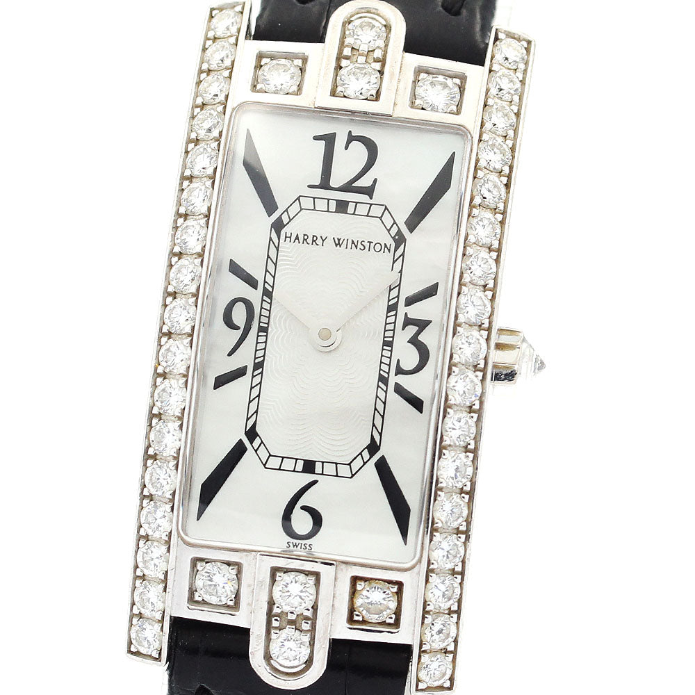 HARRY WINSTON Avenue 330LQW K18WG diamond bezel White shell Dial Quartz Ladies Watch_878228