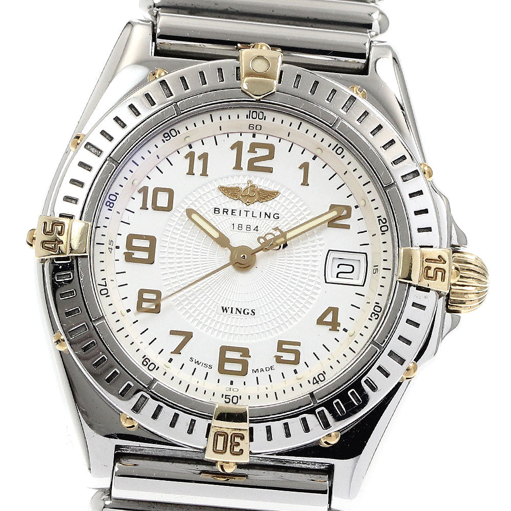BREITLING Wings B67050 Date Silver Dial Quartz Ladies Watch_878341