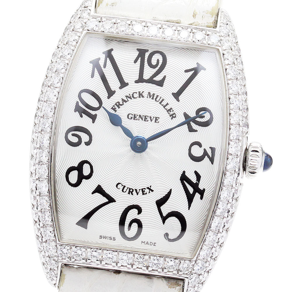 FRANCK MULLER Tonneau Curvex 1752QZD K18WG diamond bezel Silver Dial Quartz Ladies Watch_878439