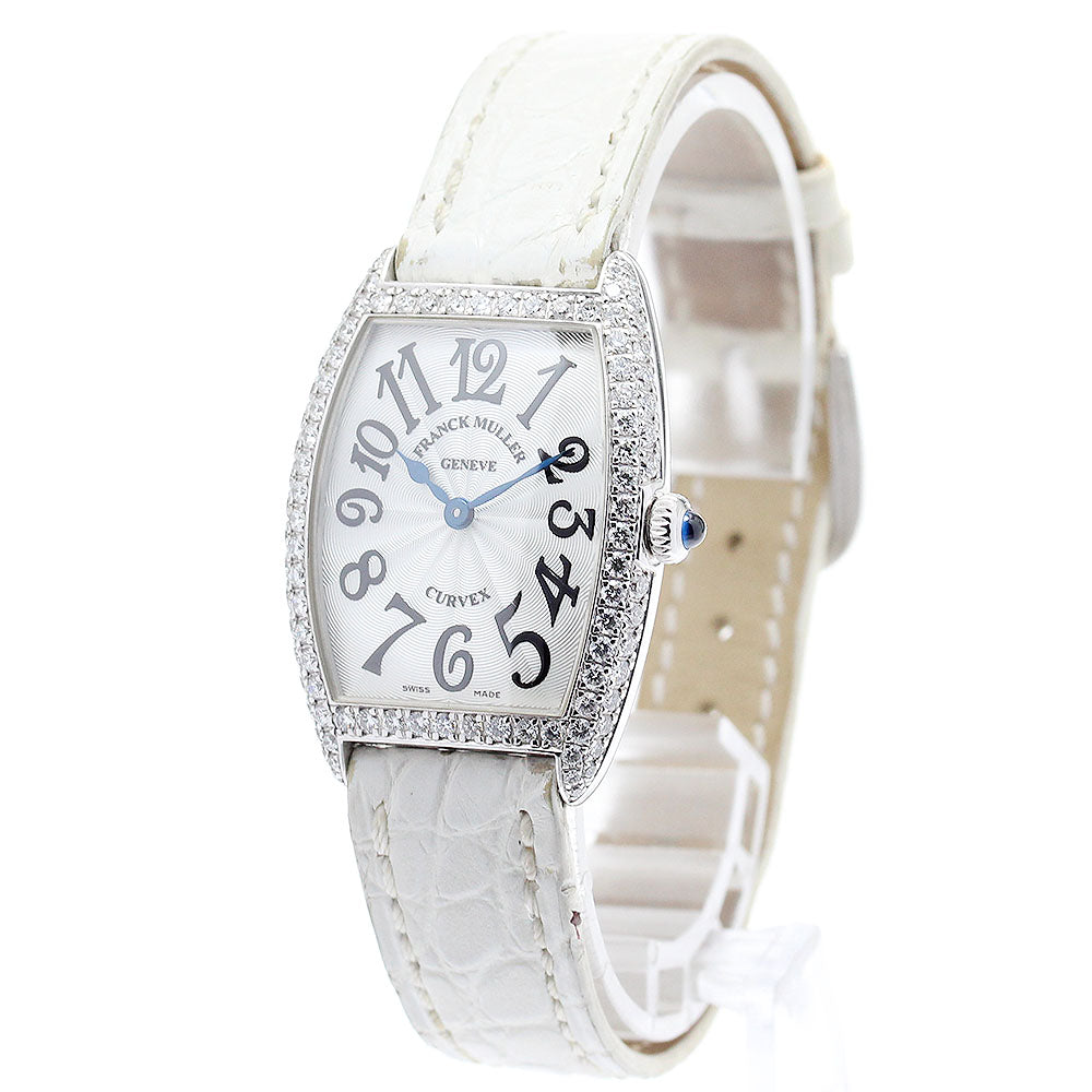 FRANCK MULLER Tonneau Curvex 1752QZD K18WG diamond bezel Silver Dial Quartz Ladies Watch_878439