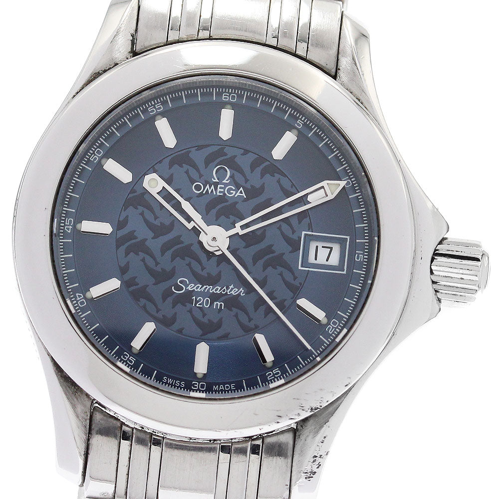 OMEGA Seamaster120 2586.80 Jacques Mayeur Navy Dial Quartz Ladies Watch_878443