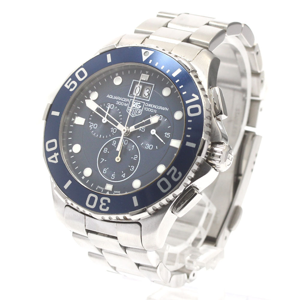 TAG HEUER Aqua racer CAN1011 Big Date Chronograph blue Dial Quartz Men's_878445