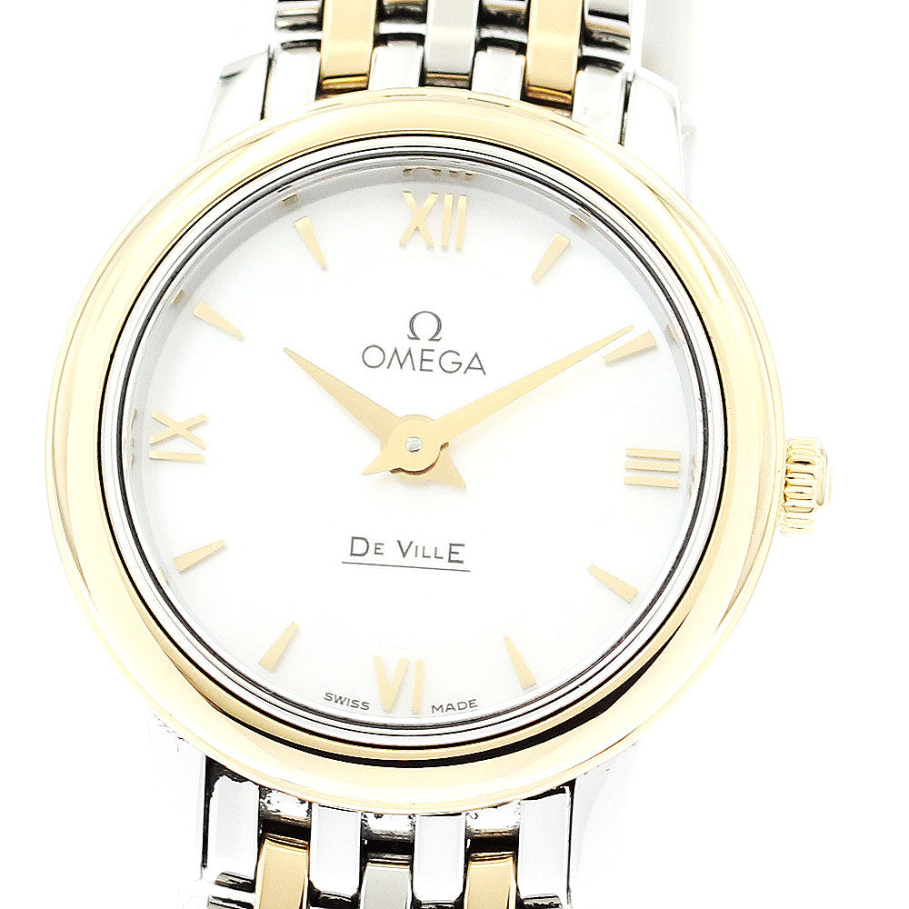 OMEGA De Ville Prestige 424.20.24.60.05.001 K18YG2 tone White shell Dial Quartz Ladies Watch_878458