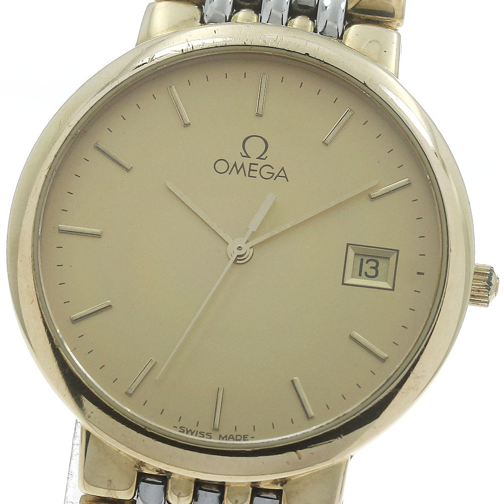OMEGA De Ville Date gold Dial Quartz Men's Watch_878721