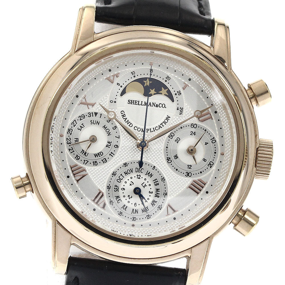 Shellman Grand Complication Premium 6771-T011179TA Chronograph Moon Phase Silver Dial Quartz Men's Watch_878770