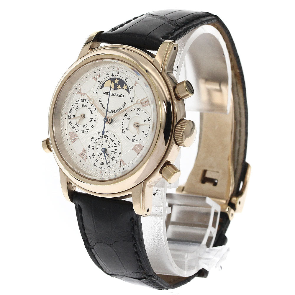 Shellman Grand Complication Premium 6771-T011179TA Chronograph Moon Phase Silver Dial Quartz Men's Watch_878770