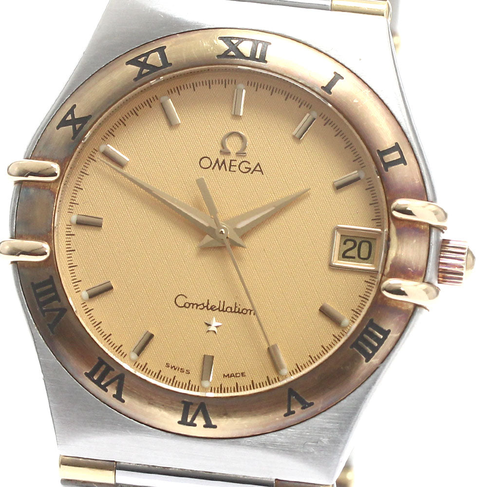 OMEGA Constellation 1312.10 date half bar Gold Dial Quartz Men's Watch_878862