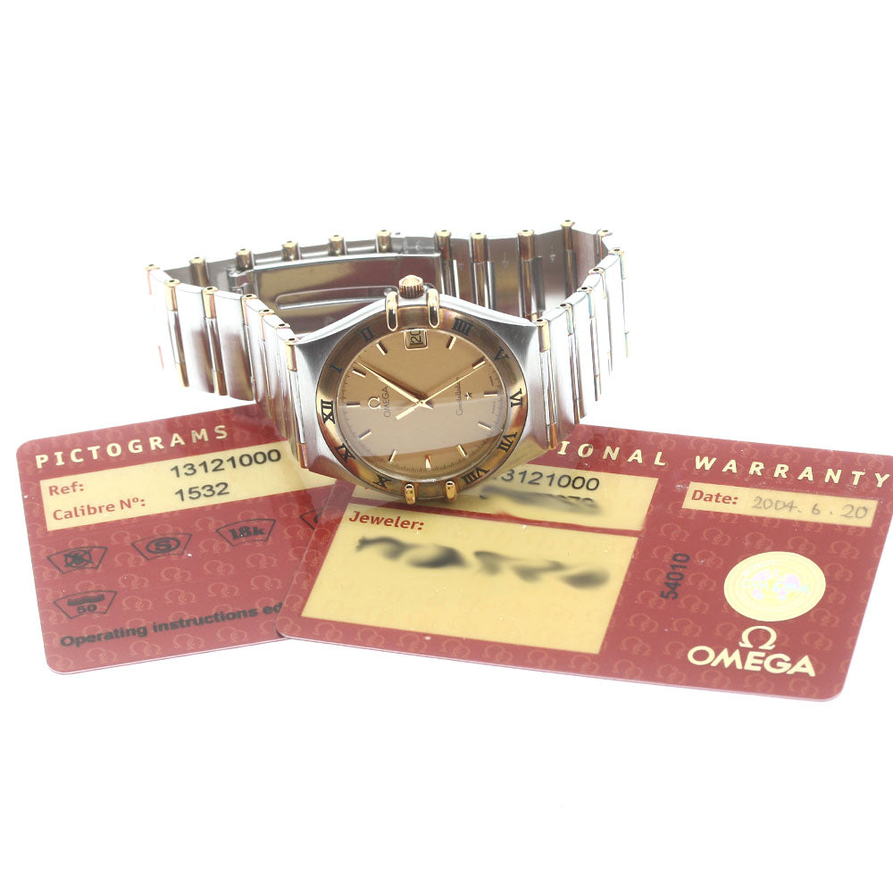 OMEGA Constellation 1312.10 date half bar Gold Dial Quartz Men's Watch_878862