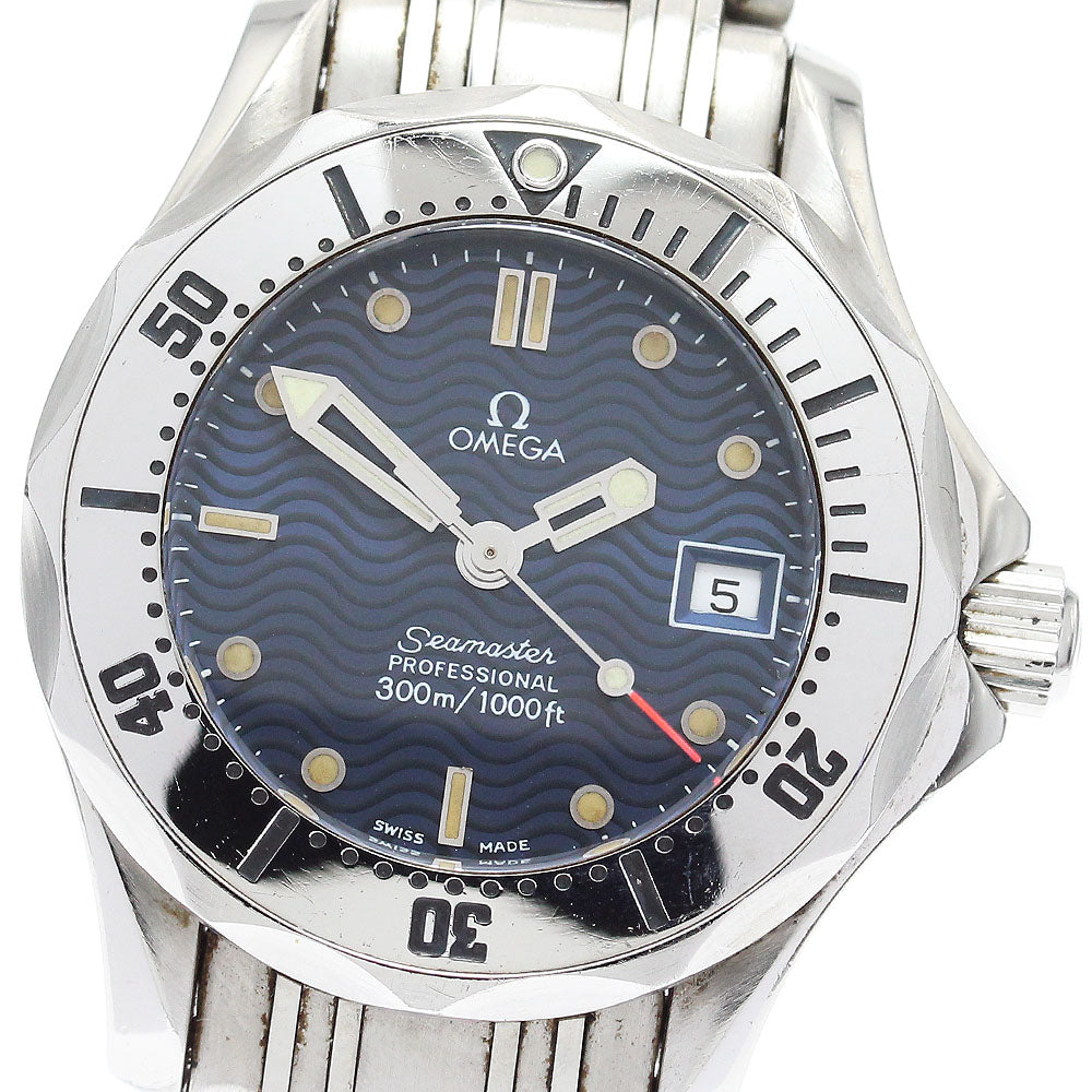 OMEGA Seamaster300 2582.80 Date Navy Dial Quartz Ladies Watch_879018