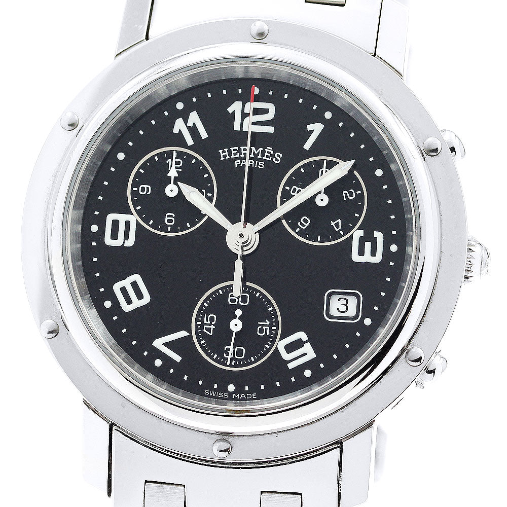 HERMES Clipper chrono CL1.910 Date Black Dial Quartz Men's Watch_879022