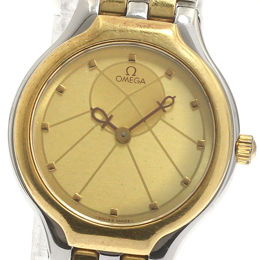 OMEGA De Ville Unique dial YG bezel gold Dial Quartz Ladies Watch_879049