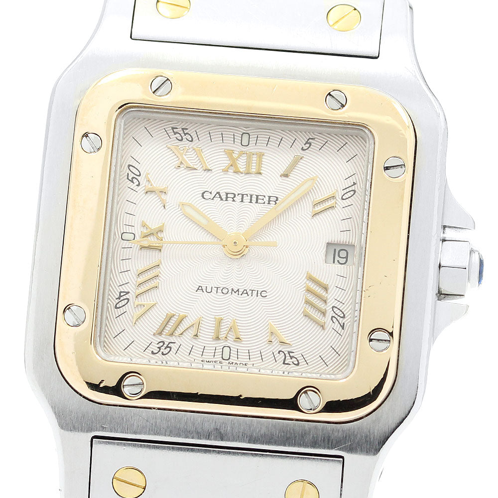 CARTIER Santos Galbe LM W20041C4 Date Silver Dial Automatic Men's Watch_879082