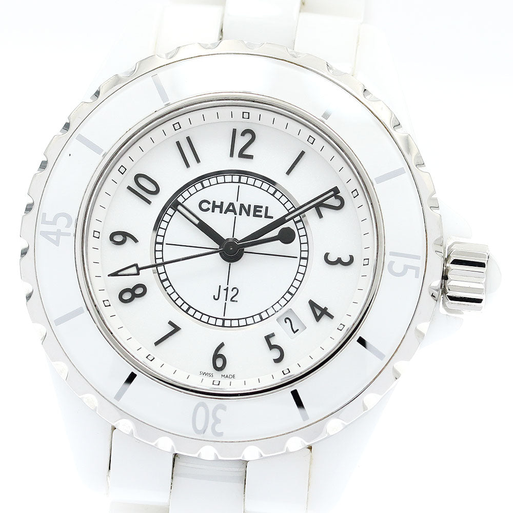 CHANEL J12 33mm H0968 White ceramic Date White Dial Quartz Ladies Watch_879091