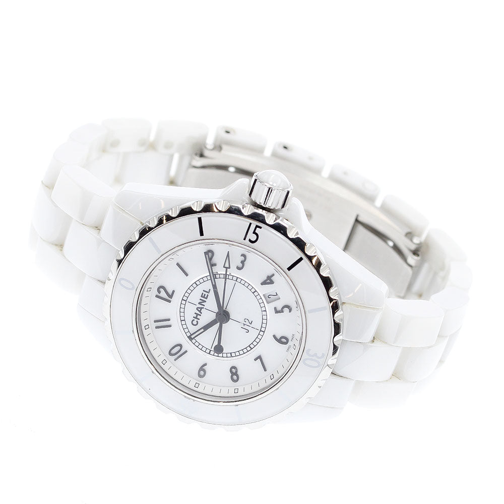 CHANEL J12 33mm H0968 White ceramic Date White Dial Quartz Ladies Watch_879091