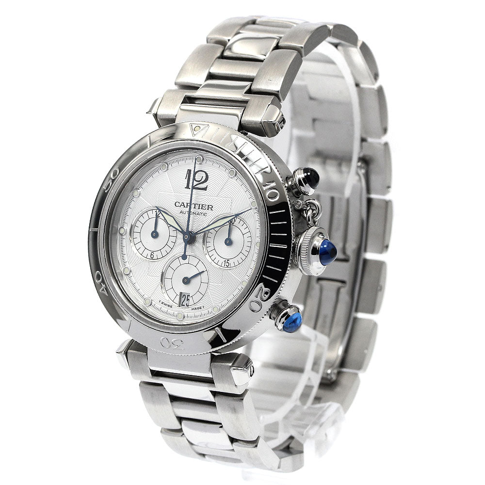 CARTIER Pasha 38mm W31030H3 Chronograph Silver Dial Automatic Men's Watch_879108
