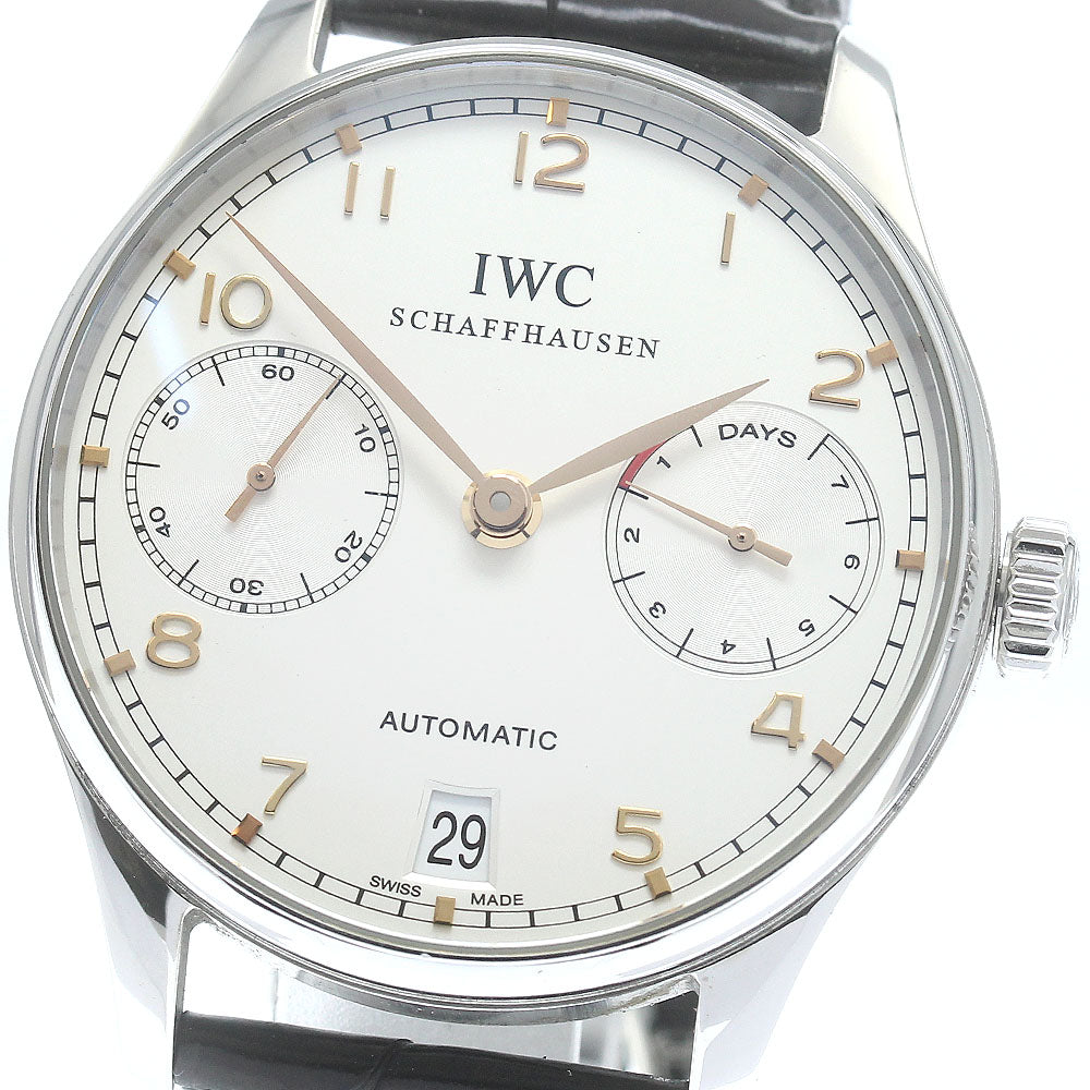 IWC SCHAFFHAUSEN Portugese IW500114 7 Days Date Silver Dial Automatic Men's Watch_879149