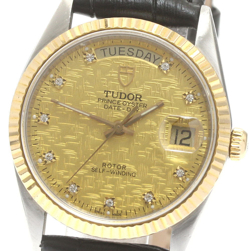 TUDOR Prince Date Day 76213 YG bezel 10P diamond Automatic Men's Watch_879187