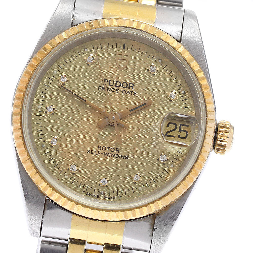 TUDOR Prince Oyster Date 72033 Cal.2824-2 YG bezel 10P diamond AT Boy's_879226