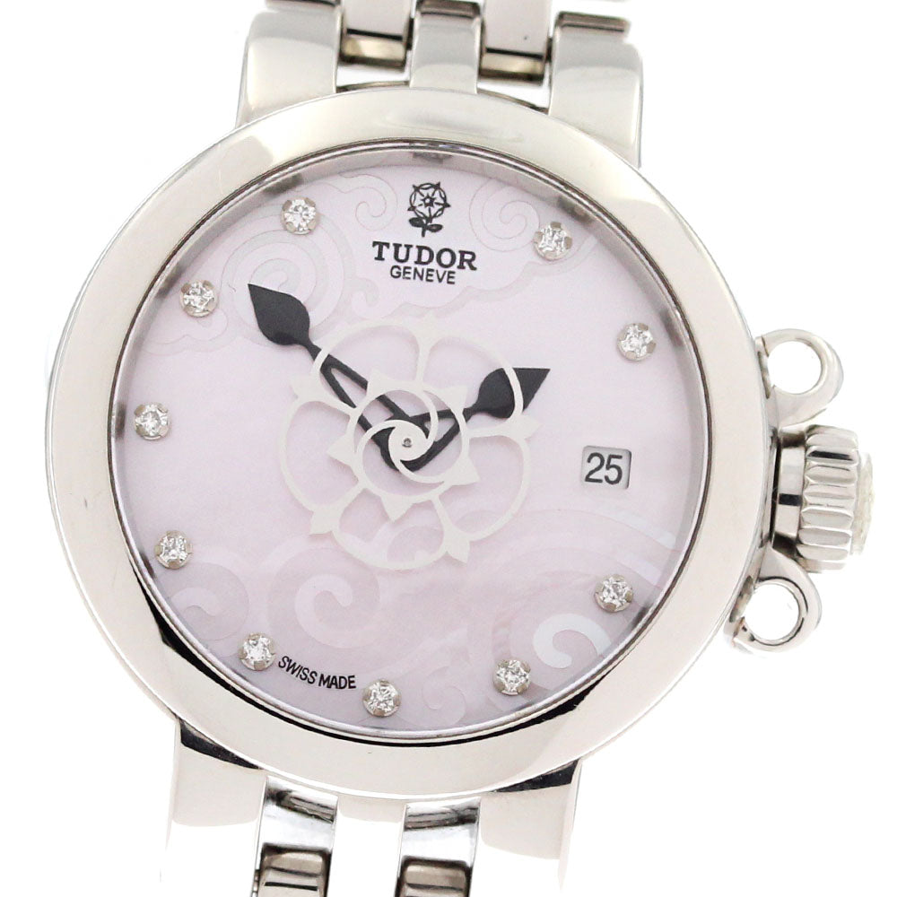 TUDOR Claire de Rose 35100 Date 10P diamond Pink shell Dial Automatic Ladies Watch_879236