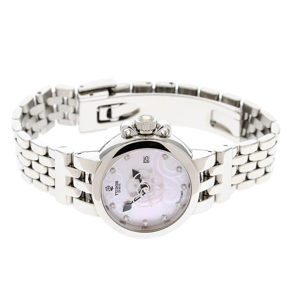 TUDOR Claire de Rose 35100 Date 10P diamond Pink shell Dial Automatic Ladies Watch_879236