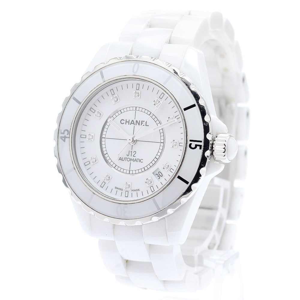 CHANEL J12 H1629 White Ceramic 38MM 12P Diamond Automatic Men's Watch_879239