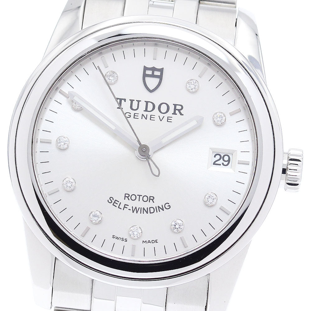 TUDOR Glamour 55000 Date 10P diamond Silver Dial Automatic Men's Watch_879243