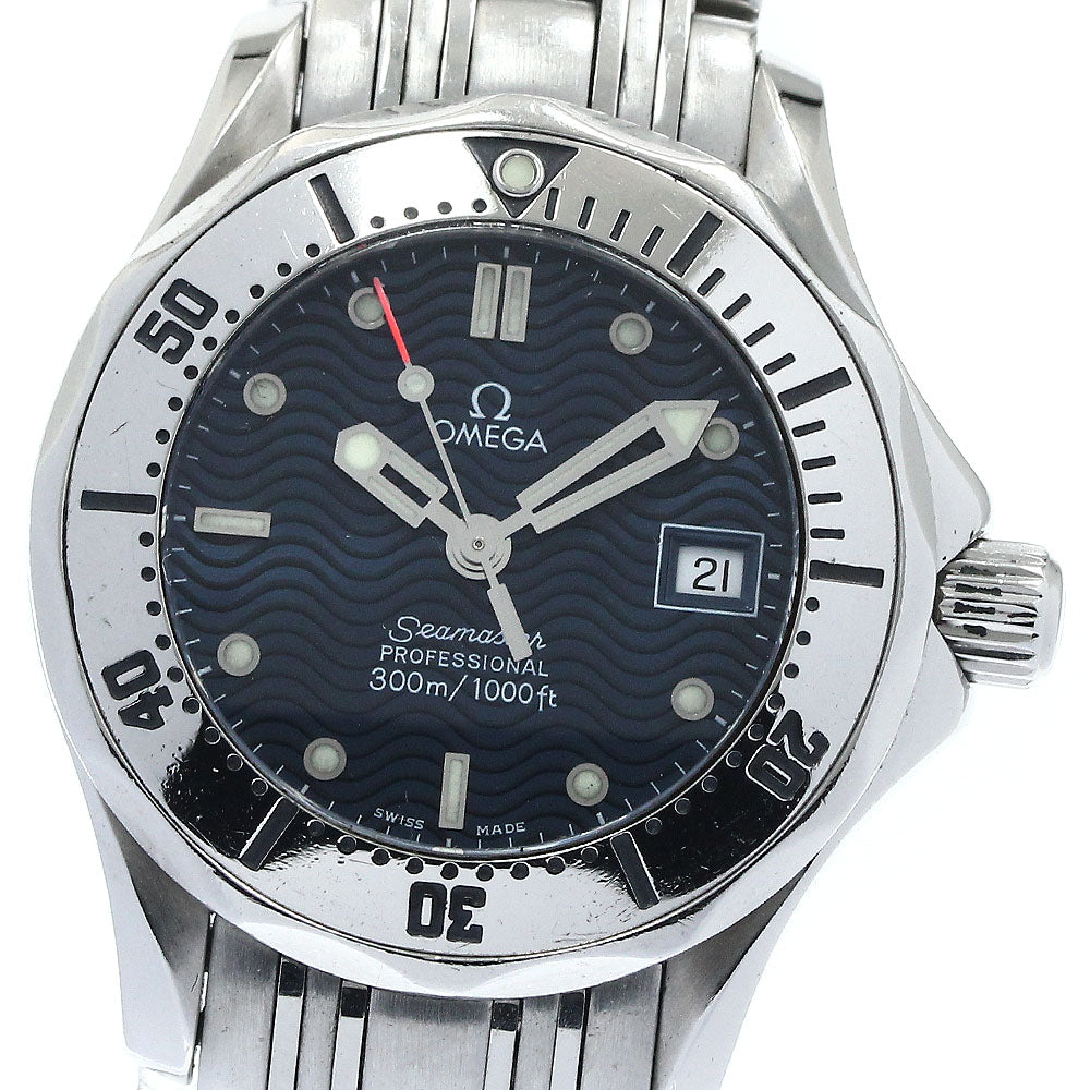 OMEGA Seamaster300 2582.80 Date Navy Dial Quartz Ladies Watch_879600