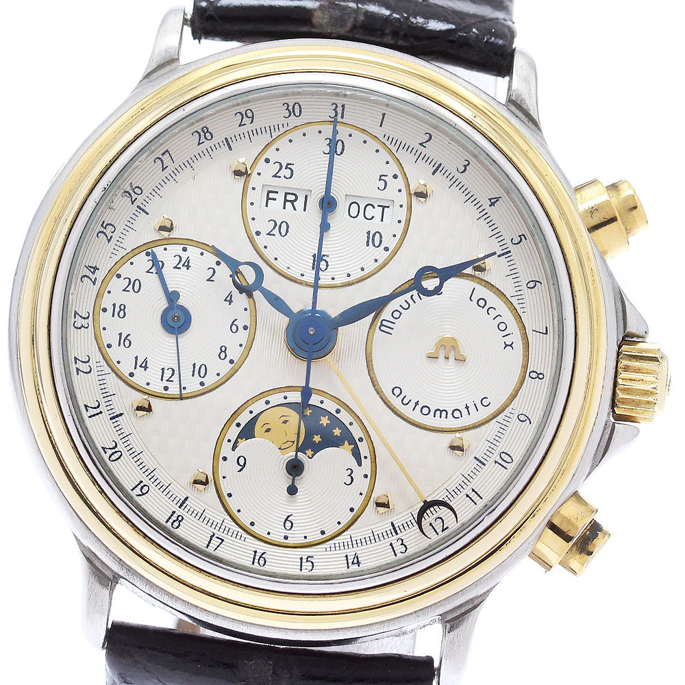 MAURICE LACROIX Triple calendar moon phase Silver Dial Automatic Men's Watch_879696