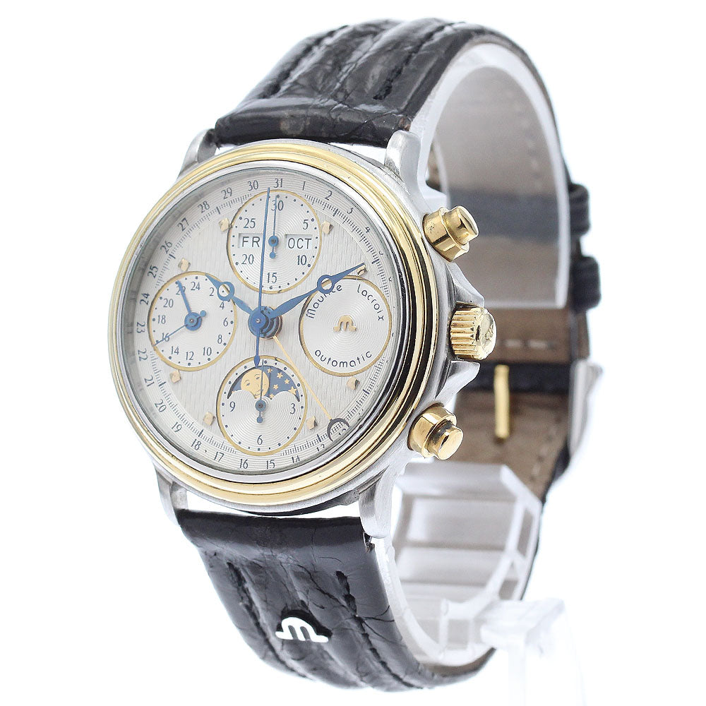 MAURICE LACROIX Triple calendar moon phase Silver Dial Automatic Men's Watch_879696