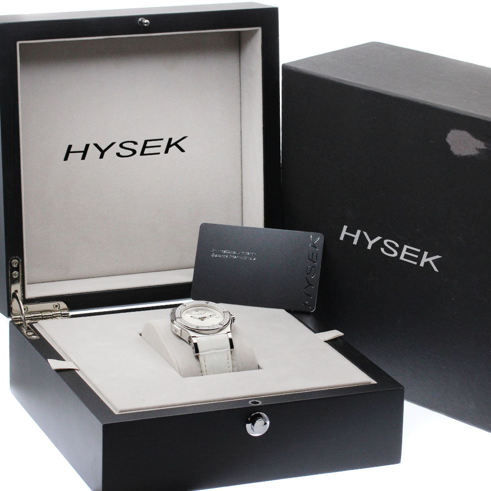 HYSEK Abyss AB3813A05 diamond bezel date Silver Dial Quartz Ladies Watch_879741